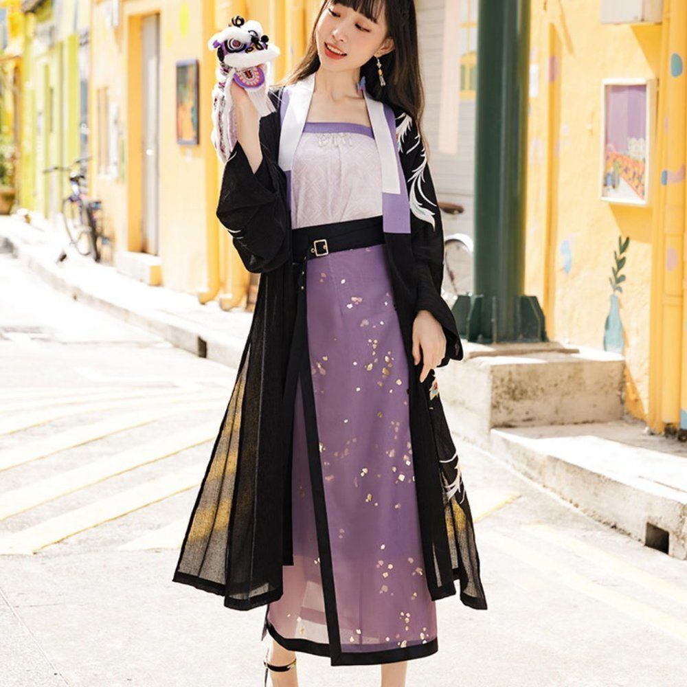 Wisteria Gold Accents Women Midi Lilac Skirt